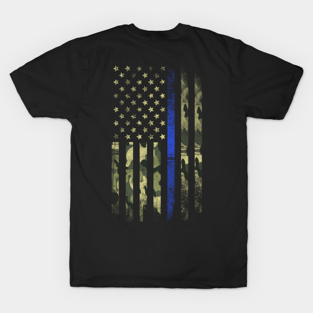 USA Camo Blue Line Flag by Andreeastore  